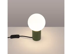 Candeeiro De Mesa Halo Moderno, Alumínio/Vidro - 1 Lichtbronnen - L.12 X H.19 Cm - Verde Oliva