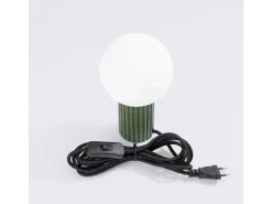 Candeeiro De Mesa Halo Moderno, Alumínio/Vidro - 1 Lichtbronnen - L.12 X H.19 Cm - Verde Oliva