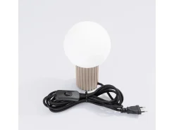 Candeeiro De Mesa Halo Moderno, Alumínio/Vidro - 1 Lichtbronnen - L.12 X H.19 Cm - Cinza