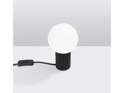 Candeeiro De Mesa Halo Moderno, Alumínio/Vidro - 1 Lichtbronnen - L.12 X H.19 Cm - Preto