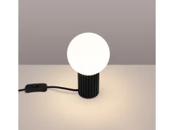 Candeeiro De Mesa Halo Moderno, Alumínio/Vidro - 1 Lichtbronnen - L.12 X H.19 Cm - Preto