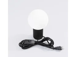 Candeeiro De Mesa Halo Moderno, Alumínio/Vidro - 1 Lichtbronnen - L.12 X H.19 Cm - Preto