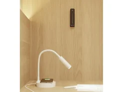 Candeeiro de mesa LED Beneito Faure - 5W, Luz quente, Para secretária, leitura e cabeceira, Carregamento sem fios, Cabeça ajustável - Cor preta​