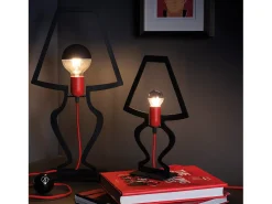 Candeeiro de mesa Silhouette Ø22x33 cm Ferro perfurado Preto Design decorativo moderno Fabricado em Itália Conexão E14 Acessório de decoração elegante
