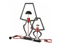 Candeeiro de mesa Silhouette Ø22x33 cm Ferro perfurado Preto Design decorativo moderno Fabricado em Itália Conexão E14 Acessório de decoração elegante