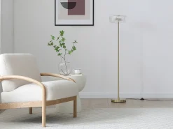 candeeiro de pé dourada e transparente D.30 x H.145 cm - LACAYA