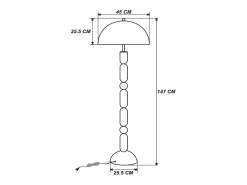 Candeeiro de pé em forma de cogumelo de metal, D. 45 x H. 147 cm, Caqui brilhante, ELDON