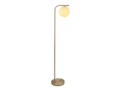 Candeeiro de pé em latão escovado e vidro branco - D.28 x A.150 cm - Dourado - SOFIA