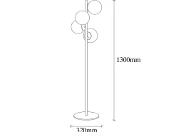 Candeeiro de pé em metal e vidro 4 globos FAZE - A. 130 cm - Dourado e branco