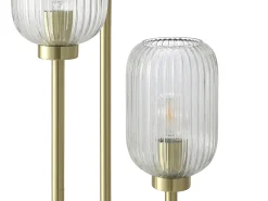 Candeeiro de pé em metal e vidro canelado - 3 globos - D. 30 x A. 161 cm - Dourado - LOUXOR