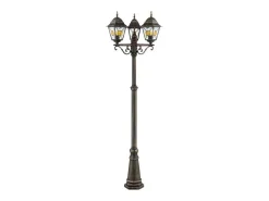 Candeeiro de pé exterior Janel preto dourado metal/vidro 220 cm IP44 3x60W E27 sem lâmpadas