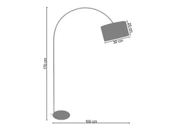 Candeeiro de Pé TOSEL DEMI LUNE metal certo vermelho D30 x H181 cm