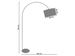 Candeeiro de Pé TOSEL DEMI LUNE metal certo cinza D30 x H181 cm