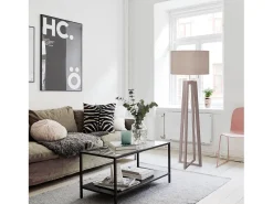 Candeeiro de Pé TOSEL HOD B tecido certo taupe D40 x H155 cm
