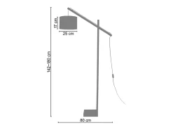 Candeeiro de Pé TOSEL TANDEM1B tecido certo madeira D35 x H155 cm