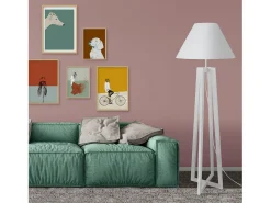 Candeeiro de Pé TOSEL TRIDENT C tecido certo preto D40 x H155 cm
