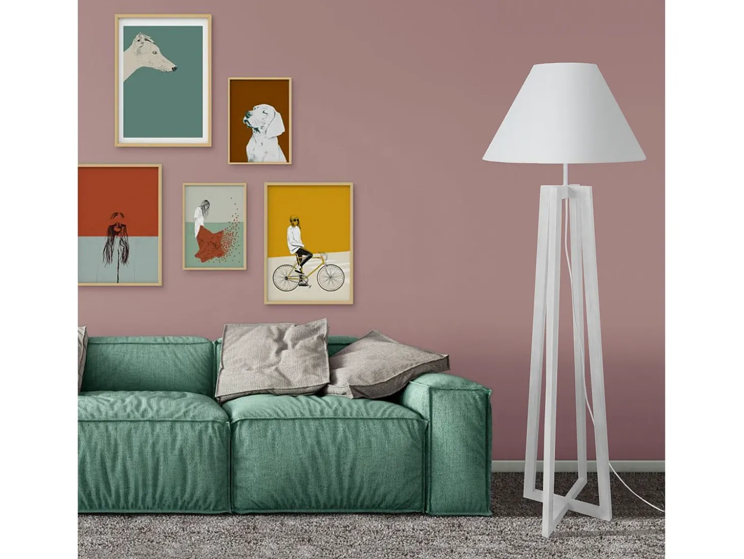 Candeeiro de Pé TOSEL TRIDENT C tecido certo preto D40 x H155 cm