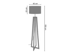 Candeeiro de Pé TOSEL TRIDENT C tecido certo preto D40 x H155 cm