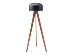 Candeeiro de pé tripé em madeira de seringueira e metal D.42 x A.145 cm - Natural e preto - PAVICO