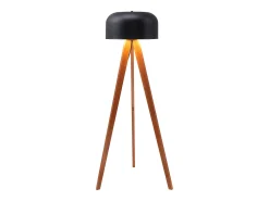 Candeeiro de pé tripé em madeira de seringueira e metal D.42 x A.145 cm - Natural e preto - PAVICO