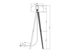 Candeeiro de pé tripé em madeira de seringueira e metal D.42 x A.145 cm - Natural e preto - PAVICO
