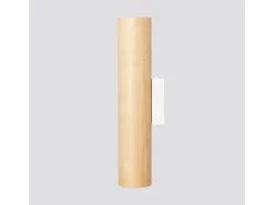 Candeeiro de parede Lino moderno, madeira/aço - 2 lichtbronnen - L.6 x H.30 cm - madeira natural/branco