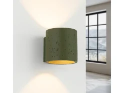 Candeeiro de parede Orbis industrial, concreto - 1 lichtbronnen - L.10 x H.10 cm - verde-oliva