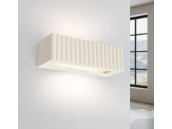 Candeeiro de parede Rigata moderno, cerâmica - 1 lichtbronnen - L.34 x H.10 cm - bege