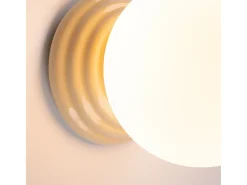 Candeeiro de parede Zori minimalista, cerâmica vidrada/vidro - 1 lichtbronnen - L.12 x H.12 cm - bege