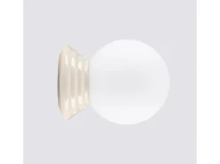Candeeiro de parede Zori minimalista, cerâmica vidrada/vidro - 1 lichtbronnen - L.12 x H.12 cm - bege