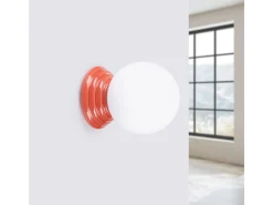 Candeeiro de parede Zori minimalista, cerâmica vidrada/vidro - 1 lichtbronnen - L.12 x H.12 cm - pêssego