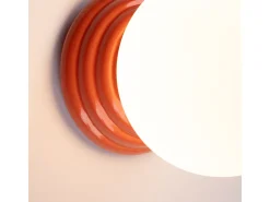 Candeeiro de parede Zori minimalista, cerâmica vidrada/vidro - 1 lichtbronnen - L.12 x H.12 cm - pêssego