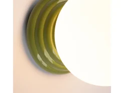 Candeeiro de parede Zori minimalista, cerâmica vidrada/vidro - 1 lichtbronnen - L.12 x H.12 cm - verde-oliva