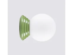Candeeiro de parede Zori minimalista, cerâmica vidrada/vidro - 1 lichtbronnen - L.12 x H.12 cm - verde-oliva