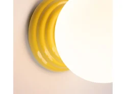 Candeeiro de parede Zori minimalista, cerâmica vidrada/vidro - 1 lichtbronnen - L.12 x H.12 cm - amarelo