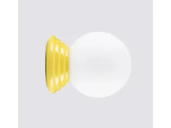 Candeeiro de parede Zori minimalista, cerâmica vidrada/vidro - 1 lichtbronnen - L.12 x H.12 cm - amarelo