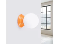 Candeeiro de parede Zori minimalista, cerâmica vidrada/vidro - 1 lichtbronnen - L.12 x H.12 cm - laranja