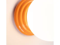 Candeeiro de parede Zori minimalista, cerâmica vidrada/vidro - 1 lichtbronnen - L.12 x H.12 cm - laranja