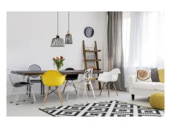 Candeeiro de teto BAGUET estilo moderno - A 120 cm x P.ø16 cm - E27 42W - ip20 - aço e madeira - preto