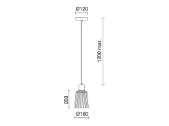 Candeeiro de teto BAGUET estilo moderno - A 120 cm x P.ø16 cm - E27 42W - ip20 - aço e madeira - preto