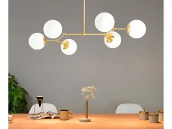 Candeeiro de teto em ferro - Candeeiro C100 x A52 cm - Cor dourado e branco - DAMAR