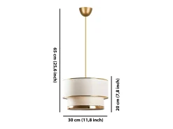 Candeeiro de teto em metal D30 x A65 cm dourado e bege RAYONA