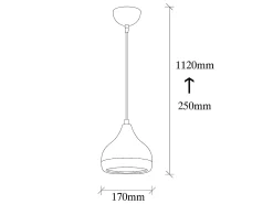 Candeeiro de teto em metal - Candeeiro D. 17 x A. 25/112 cm - Preto e acobreado - YILDO