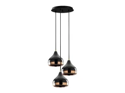 Candeeiro de teto em metal - Candeeiro D. 37 x A. 25/111 cm - Preto e acobreado - YILDO