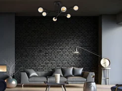 Candeeiro de teto em metal - Candeeiro C. 64 x A. 30 cm - Preto - FLOWERA