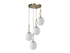 Candeeiro de teto em metal 4 globos - Candeeiro D. 30 x A. 70 cm - Branco e cobre - ASROUN