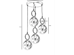 Candeeiro de teto em metal 4 globos - Candeeiro D. 30 x A. 70 cm - Branco e cobre - ASROUN