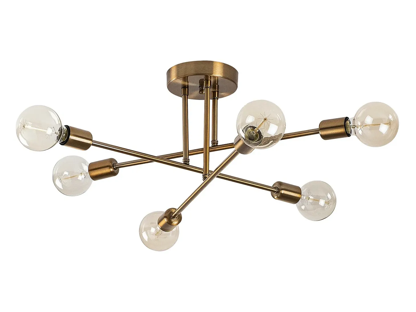 Candeeiro de teto em metal 3 braços L64 x A30 cm dourado - FLOWERA