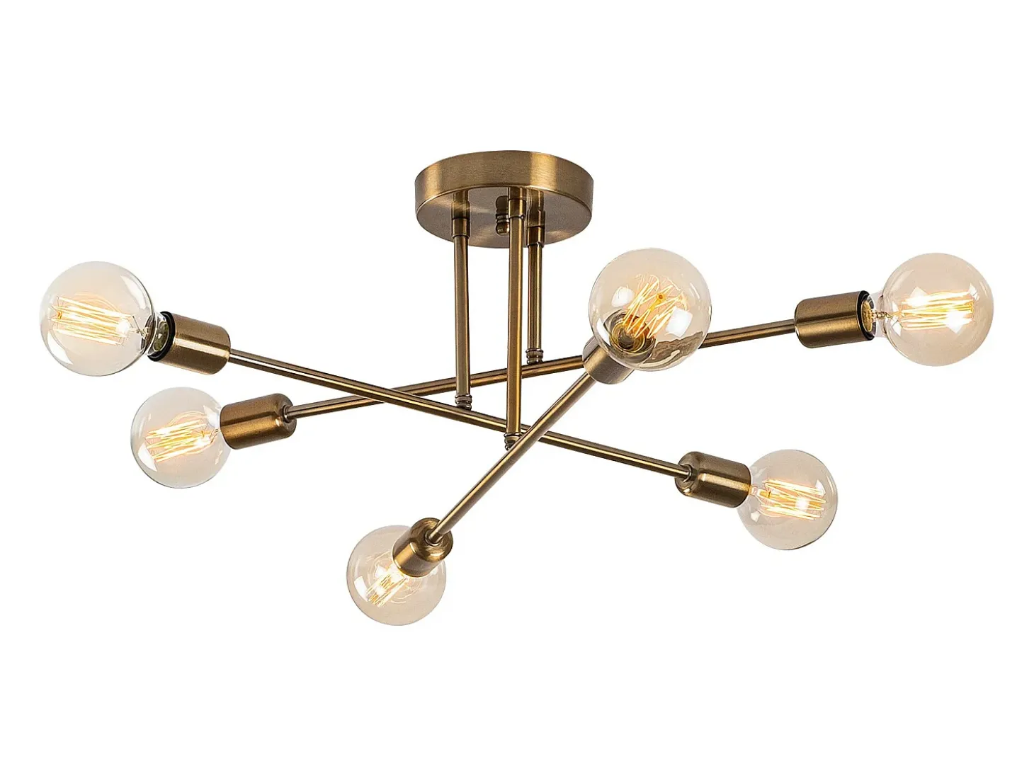 Candeeiro de teto em metal 3 braços L64 x A30 cm dourado - FLOWERA