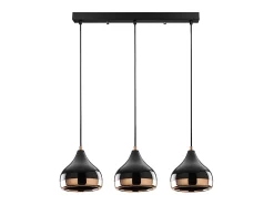 Candeeiro de teto em metal de altura regulável. C67 x A25/111 cm. Preto e acobreado. YILDO